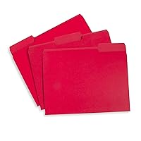File Folder, 1/3 Cut Tab, Letter Size, Red, Great for Organizing and Easy File Storage, 100 Per Box