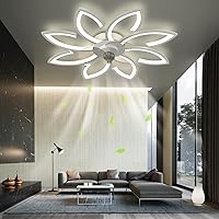 Fan Ceiling Lighting and Remote Control Silent Fans Led Tri Colour Light Wind Speed Adjustable Ceiling Lights Fan for Living Room, Bedroom, Kid's Room/White