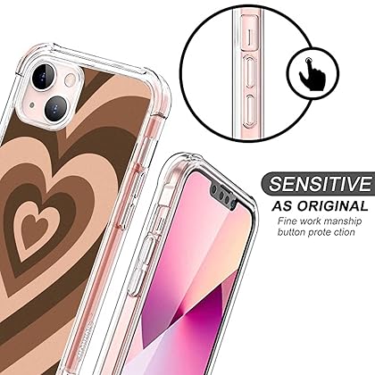PHONME Heart Case for iPhone 14,for iPhone 14 Case Brown Heart Love,for iPhone 14 Case Valentines Thanksgiving Day Gifts,Heart Love for iPhone Case Women,Soft TPU Gifts Case for iPhone
