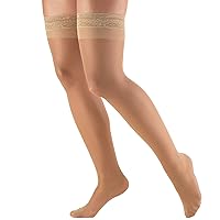 Truform Sheer Compression Stockings, 8-15 mmHg, Women's Thigh High Length, 20 Denier, Beige, Small