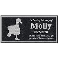 ODB 12x6 inches Personalized Pet Memorial Stones for Duck, Black Granite Memorial Garden Stone Laser Engraved, Gifts for Someone Who Lost a Loved One