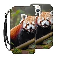 Little Red Panda Wallet Cases for iPhone 12 Pro Max with Card Holder - Flip Leather Phone Wallet Case Cover with Card Slots and Wrist Strap, 6.7 Inch