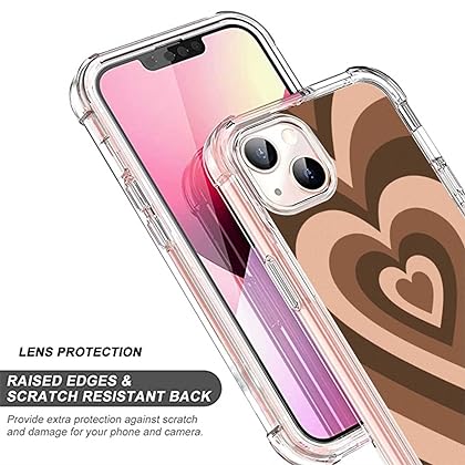 PHONME Heart Case for iPhone 14,for iPhone 14 Case Brown Heart Love,for iPhone 14 Case Valentines Thanksgiving Day Gifts,Heart Love for iPhone Case Women,Soft TPU Gifts Case for iPhone