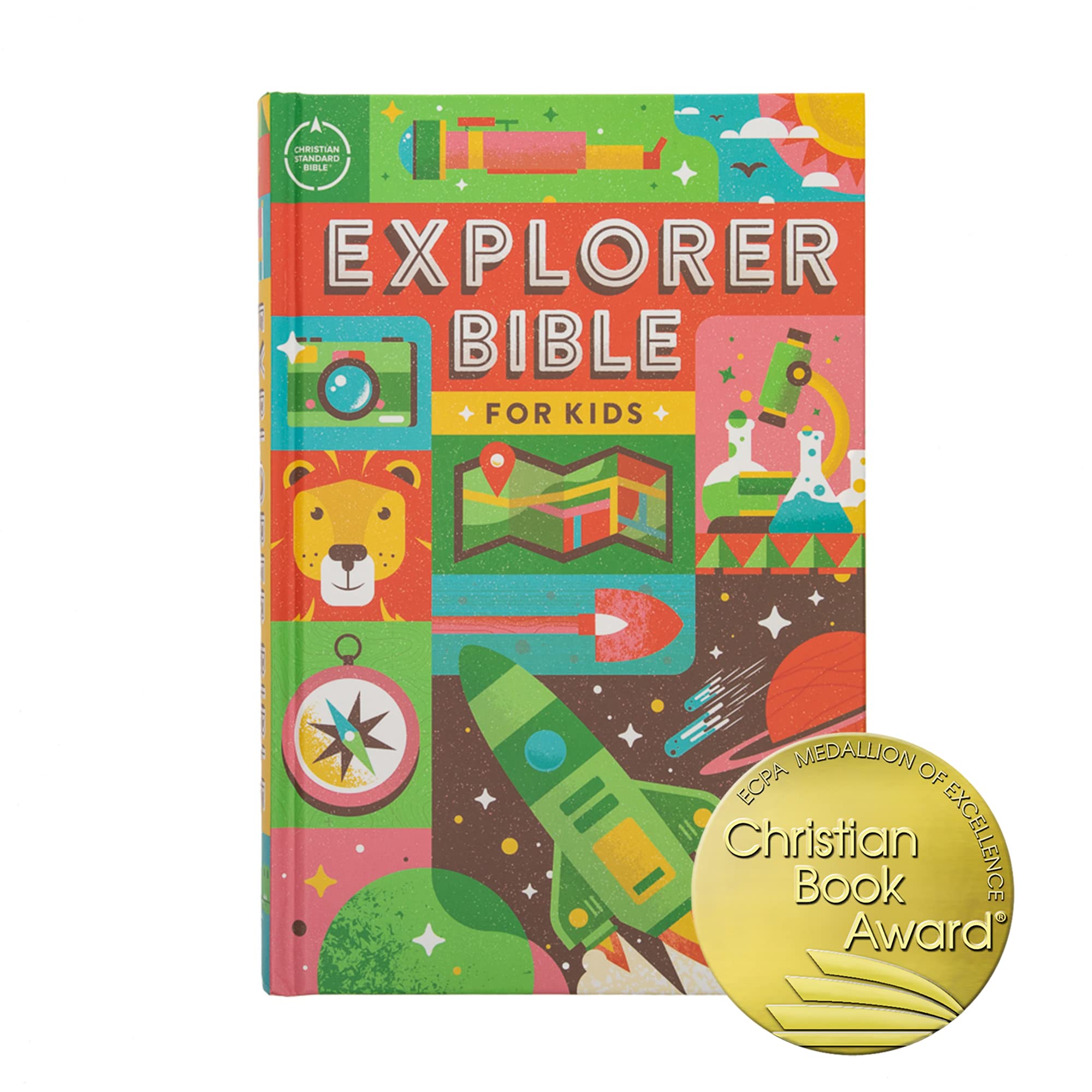 CSB Explorer Bible for Kids, Hardcover, Red Letter, Full-Color Design, Photos, Illustrations, Charts, Videos, Activities, Easy-to-Read Bible Serif Type