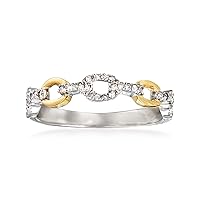 Ross-Simons 0.20 ct. t.w. Diamond Paper Clip Link Ring in Sterling Silver and 14kt Yellow Gold