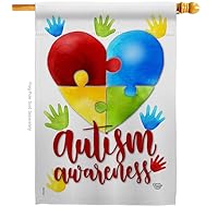 Autism Awareness House Flag Support Inspirational Survivor Ribbon Prevention Cancer Breast BLM Decoration Banner Small Garden Yard Gift Double-Sided, 28