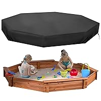 Sandbox Cover, 84x78x9inch Octagon Sandbox Cover, Waterproof Dustproof Replacement Sand Box Cover with Drawstring for Outdoor, Sandboxes,Black