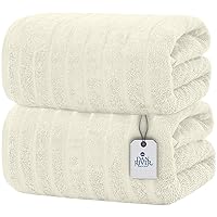 Bath Sheets Set of 2 – 550 GSM Ultra Super Soft Sheets with Speed Breaker Design – 100% Cotton Large Bath Towels for Bathroom, Home, Hotel, Spa – 35”x70” in Cannoli Cream
