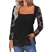 Women's Summer Blouses Casual Short Sleeve Loose Lace Patchwork Tops Tunic Blouse for 2024, S-2XL