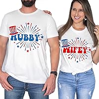 Hubby Wifey 4th July Couple Shirt, Matching Fourth of July Shirts for Hubby Wife, Matching 4th of July Shirts for Couples, 4th of July Couple Shirts, 4th of July Matching Couple Shirts Multicoloured