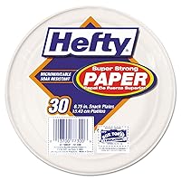 Hefty D77300PK Super Strong Paper Dinnerware, 6 3/4-Inch Plate, Bagasse, 30/Pack