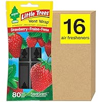 LITTLE TREES Car Air Freshener. Vent Wrap Provides Long-Lasting Scent, Slip on Vent Blade. Strawberry, 16 Air Fresheners, 4 Count (Pack of 4)