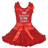 Petitebella Father’s Day Dress Daddy Is My Hero Shirt Red Skirt Girl Clothing Set 1-8y