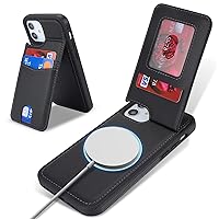 Ｈａｖａｙａ for iPhone 11 case with Card Holder magsafe Compatible iPhone 11 case Wallet Mganetic Back Credict Card Holders Leather Wallet for Women and Men-Black