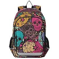 ALAZA Skull Floral Geometric Ornament Casual Backpack Travel Daypack Bookbag