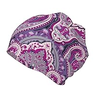 Novelty Skull Hat Purple-Bohemian-Paisley-Palid Beanies Stretch Knit Beanie Hat Cap for Girls Boys