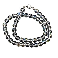 Natural Aura Quartz Gemstone Round Beaded Stretchable 15.5