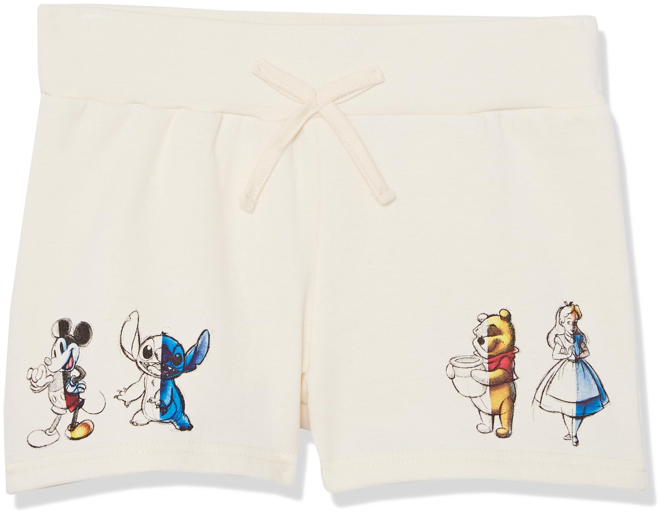Disney Girls D100 Character Girls French Terry Tee & Short Set - Mickey, Stitch, Winnie the Pooh, Alice