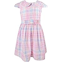 Boutique Baby Little Girls Back to School Classic Peter Pan Woven Cotton Dresses