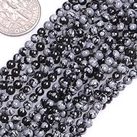 GEM-Inside Snowflake Obsidian Gemstone Loose Beads Natural 3mm Round Crystal Energy Stone Power for Jewelry Making 15