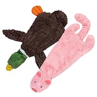 Best Pet Supplies 2-in-1 Stuffless Squeaky Dog Toys with Soft, Durable Fabric for Small, Medium, and Large Pets, No Stuffing for Indoor Play, Holds a Plastic Bottle - 1Wild Duck, Pig, Medium