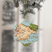 Map Spain Christmas Ceramic Ornaments Vintage Map Christmas Hanging Ornaments Travel Lover Funny Ornament for Xmas Party Decorations 3 in