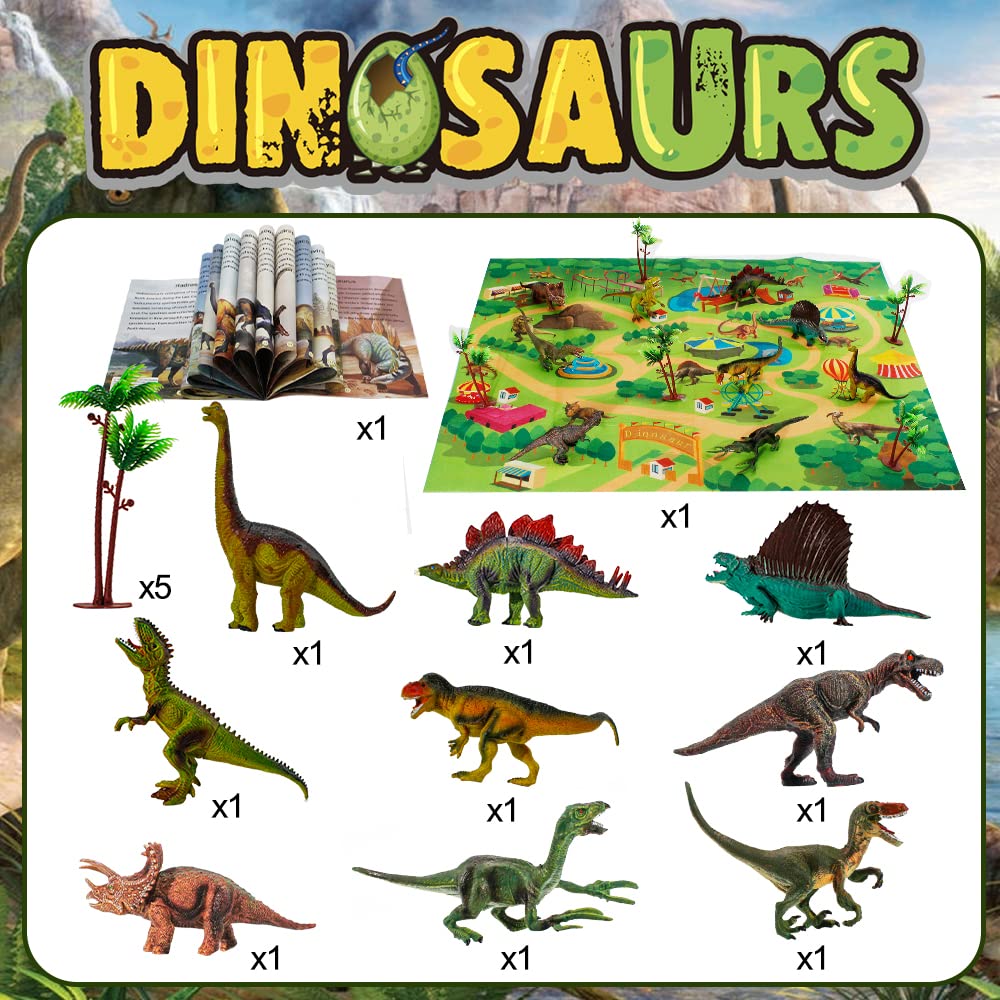 SUNWUKING Toddler Dinosaur Toy with Play Mat - Realistic Dino Toys for Kids, Dinosaur Playset for Dino Lovers Ideal Gift for Boys and Girls