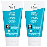 Earth Mama Eczema Cream | Therapeutic Itch Relief Moisturizer Lotion for Itchy Rashes, Bug Bites, Poison Oak, Ivy & Sumac | Steroid-Free Skincare, No Artificial Preservatives or Fragrance, 3-oz (2-Pk)