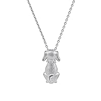 Sterling Silver 1/20Ct TDW Round Diamond Accent Dog Pendant Necklace for Women Girls A Love Gift (I-J,I2)