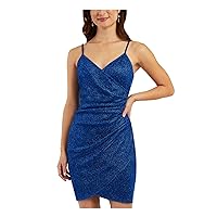 A. Byer BCX Womens Glitter Mini Cocktail and Party Dress Blue M