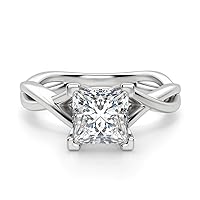 Twisted Classic Solitaire Ring, Princess Cut 3.00Ct, VVS1 Clarity, Colorless Moissanite Diamond, 925 Sterling Silver Ring, Engagement Ring, Wedding Ring