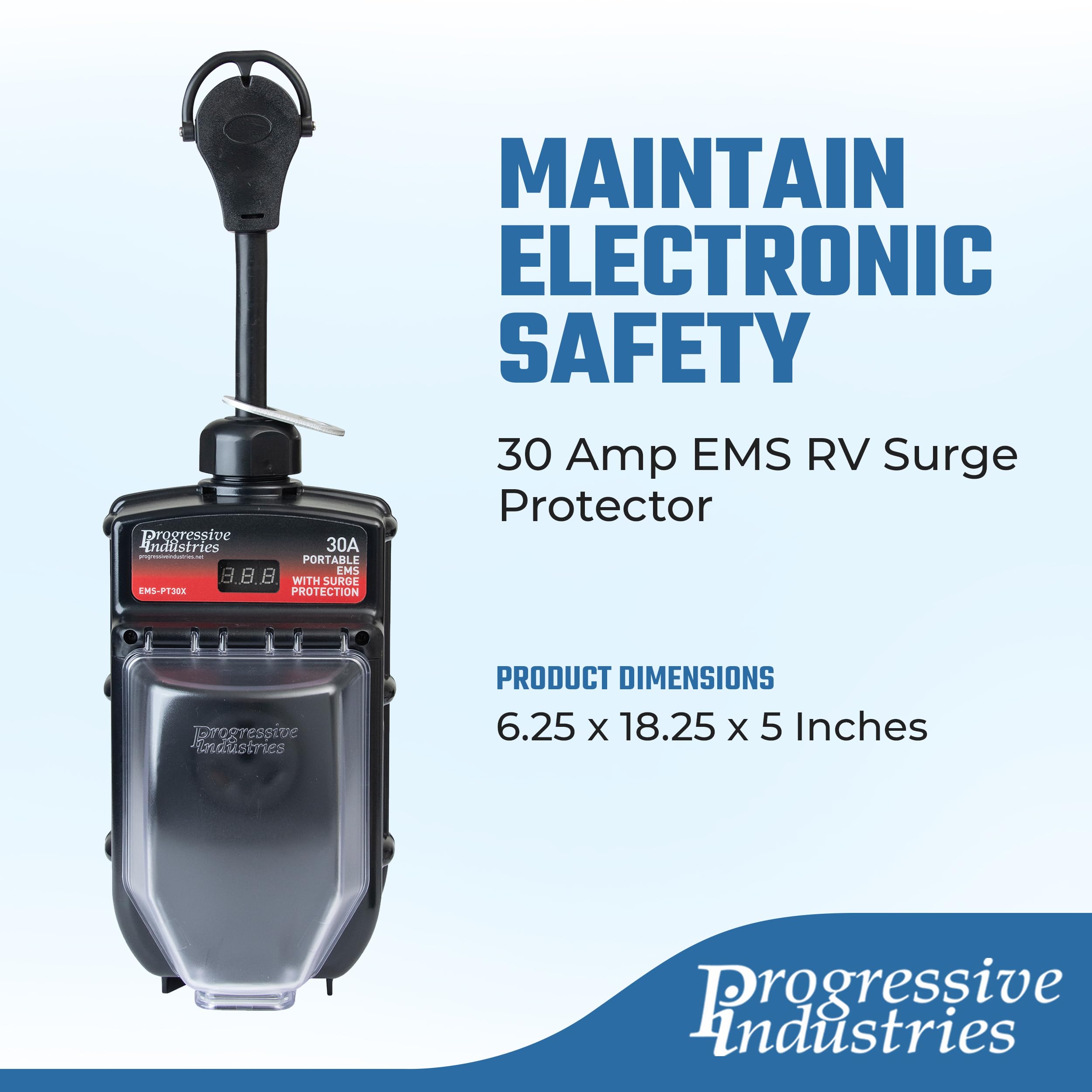 Progressive Industries RV Surge Protector, Available in 30/50 Amp, Portable and Hardwired Options.