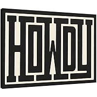 Framed Funky Big Howdy Canvas Wall Art Western Modern Decor Black and White Southwestern Country Ranch Sign Picture Print Minimalism Trendy Farmhouse Living Room Poster(24x36in Framed)