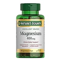 Nature's Bounty Magnesium, Whole Body Support, Supports Heart, Nerve and Bone Health. 400 mg, 75 Softgels