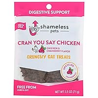 Shameless Pets Crunchy Cat Treats - Kitty Treats for Cats with Digestive Support, Natural Kitten Treats with Real Chicken, Healthy Flavored Feline Snacks - Cran You Say Chicken, 1-Pk