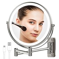 Rechargeable Wall Mounted Lighted Makeup Mirror, 8