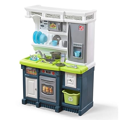 Step2 Lifestyle Custom Kitchen Set for Kids – Includes 20+ Toy Kitchen Accessories, Interactive Features for Realistic Pretend Play – Indoor/Outdoor Toddler Playset – Dimensions 41.5