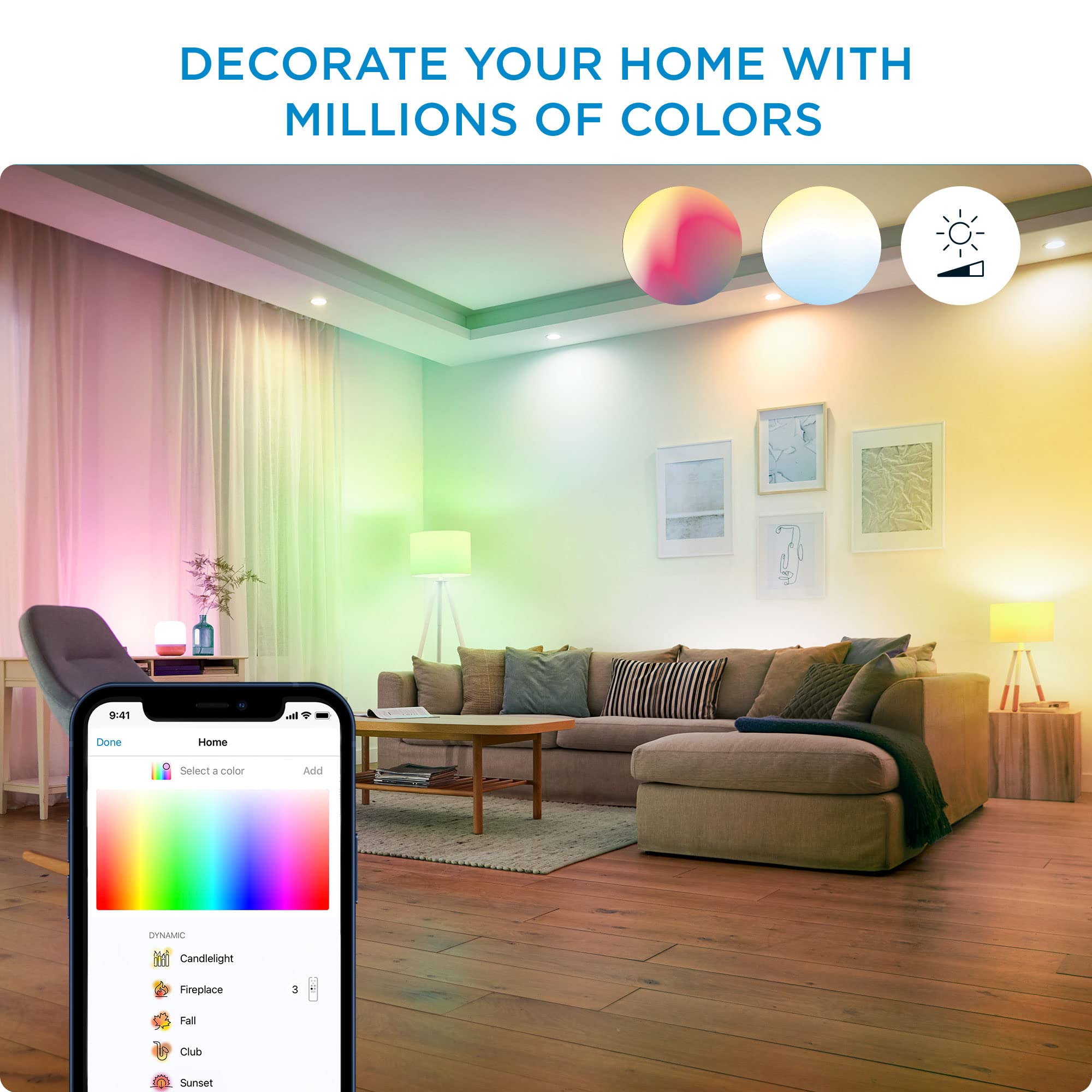 WiZ Full Color and Warm White Wi-Fi LED Light Strip 2M+2M with plug, Smart Control With Wiz App, Compatible with Alexa, Google Assistant, Siri Shortcuts, and Matter, Connects To Wi-Fi, No Hub Required