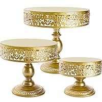 Jucoan 3 Pack Gold Metal Cake Stand Set, 8/10/12Inch Round Cake Stand, Cupcake Display Stand, Dessert Table Display Stand for Wedding Baby Shower Birthday Graduation Party Afternoon Tea Party