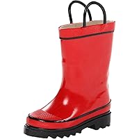 Western Chief Kids Waterproof Rubber Solid Classic Rain Boot with Easy Pull on Handles, Traction outsole - Outdoor Boots for Boys and Girls