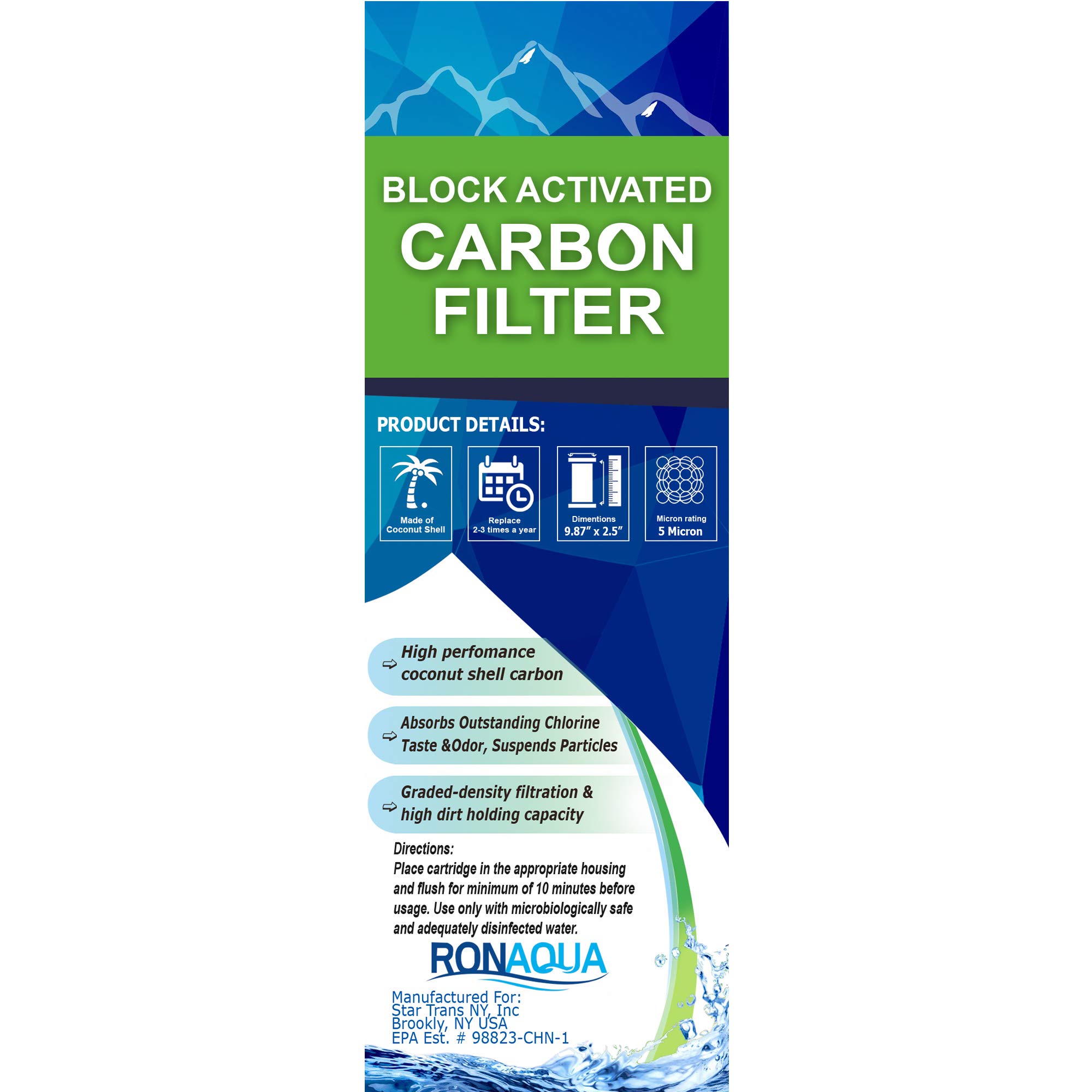 4 Block Activated Carbon 5 Micron Water Filters WELL-MATCHED with WFPFC8002, WFPFC9001, WHCF-WHWC, WHEF-WHWC, FXWTC, SCWH-5
