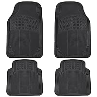 BDK Floor Mats, 4-Piece All-Weather Car Mat with Universal Fit Design, Durable Rubber Car Floor Mats with Capture Ridges, Waterproof for Cars Trucks SUV (Black)