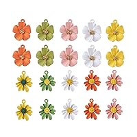 40pcs Alloy Flower Pendant Charms 5 Colors Metal Spray Painted Flower Daisy Dangle Charm Loose Spacer Beads for DIY Bracelet Necklace Jewelry Crafts Making Hole: 1.8mm