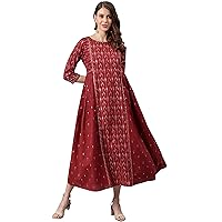 Janasya Maroon Cotton Flex Ethnic Dress