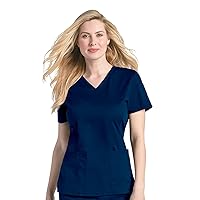 Landau Prewashed Tailored Fit Comfort Stretch 2-Pocket Scrub Top for Women 4125