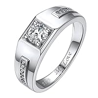 Silvora Sterling Silver Rings for Men Women, Shiny Cubic Zirconia Wedding Bands with Delicate Gift Packaging, Personalized Customizable