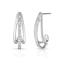 Natalia Drake Split J Diamond Accent Hoop Earrings for Women in 925 Sterling Silver