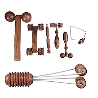 Wooden Acupressure Tool Body Massage Tools for Stress and Pain Relief (Pack of 7) Natural Wood Color