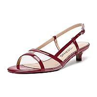 WAYDERNS Womens Slingback Office Dress Clear Buckle Round Toe Patent Solid Kitten Low Heel Sandals 1.5 Inch