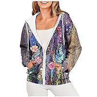 Zip Up Hoodies for Women Trendy Oversized Hooded Sweatshirts Y2k Casual Long Sleeve Drawstring Drawstring Jacket Coat